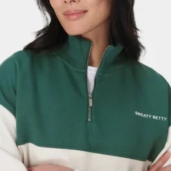 Sportswear|Loungewear|Sweaty Betty Revive Crop Cotton-Blend Half-Zip Jumper - XXS-XS