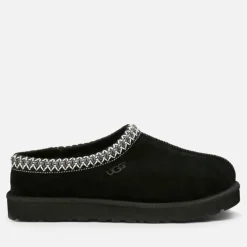 Loungewear|UGG Men's Tasman Suede Slippers - Black - UK 7