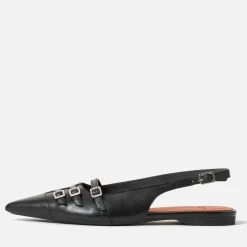 Flats|Axel Arigato Vagabond Women's Hermine Buckled Leather Pointed-Toe Flats - UK 3