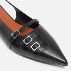 Flats|Axel Arigato Vagabond Women's Hermine Buckled Leather Pointed-Toe Flats - UK 3