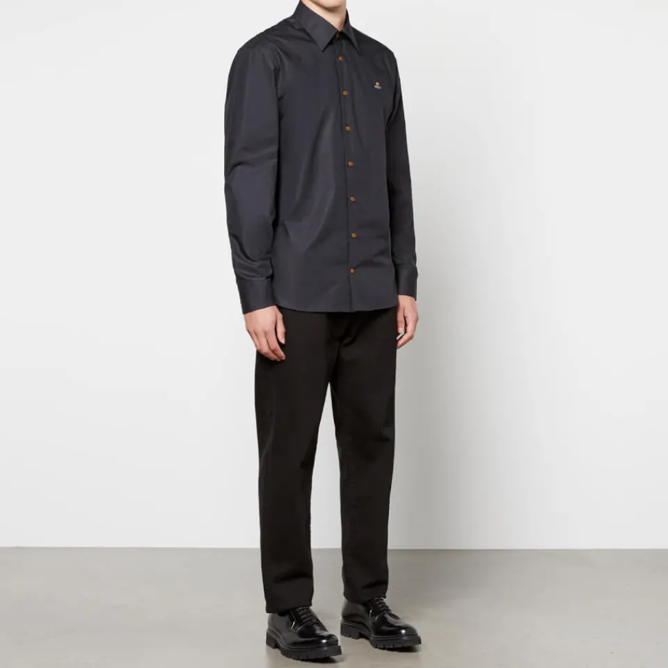 Shirts|Shirts|Vivienne Westwood Ghost Logo-Embroidered Cotton-Poplin Shirt - IT 46/S