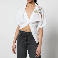 T-Shirts And Tops|Shirts And Blouses|Dr. Martens Vivienne Westwood Natalia Floral-Embroidered Cotton-Poplin Shirt - UK 6