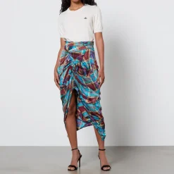 Skirts|Skirts|Vivienne Westwood Tartan Side Panther Matte-Satin Skirt - IT 44/UK 12